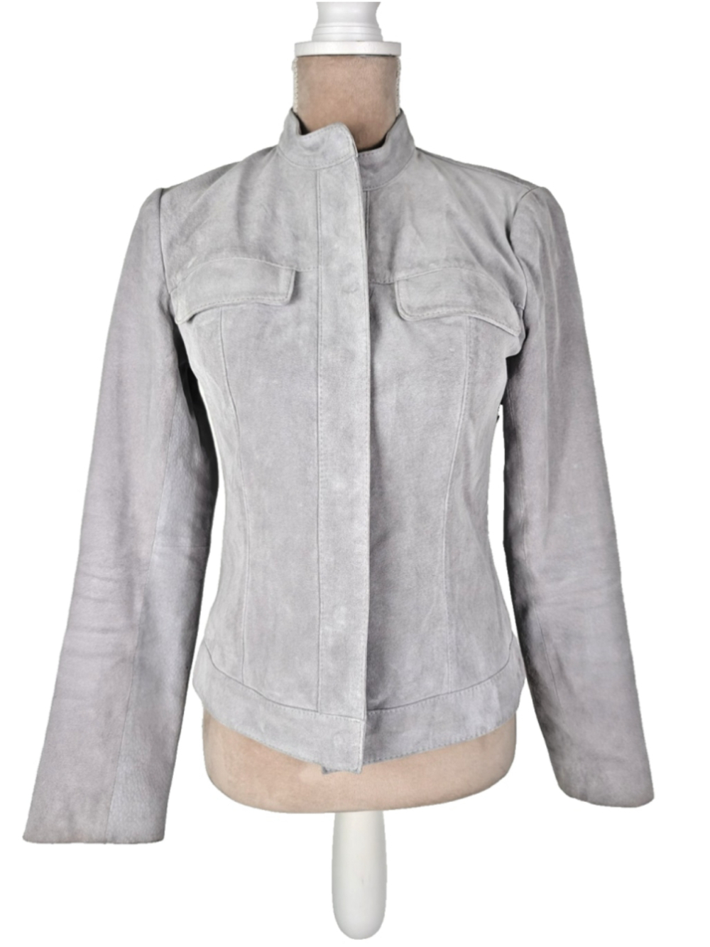 Vintage Suede Jacket Ann Taylor Leather Size 2 Dove Gray Moto Retro Classic